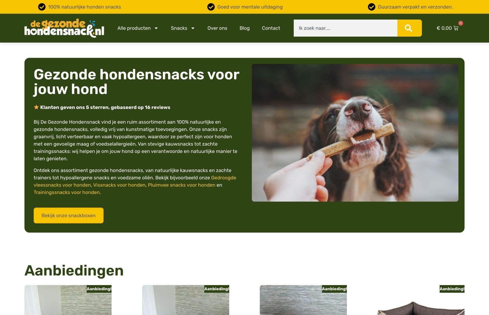 Homepage van De Gezonde Hondensnack