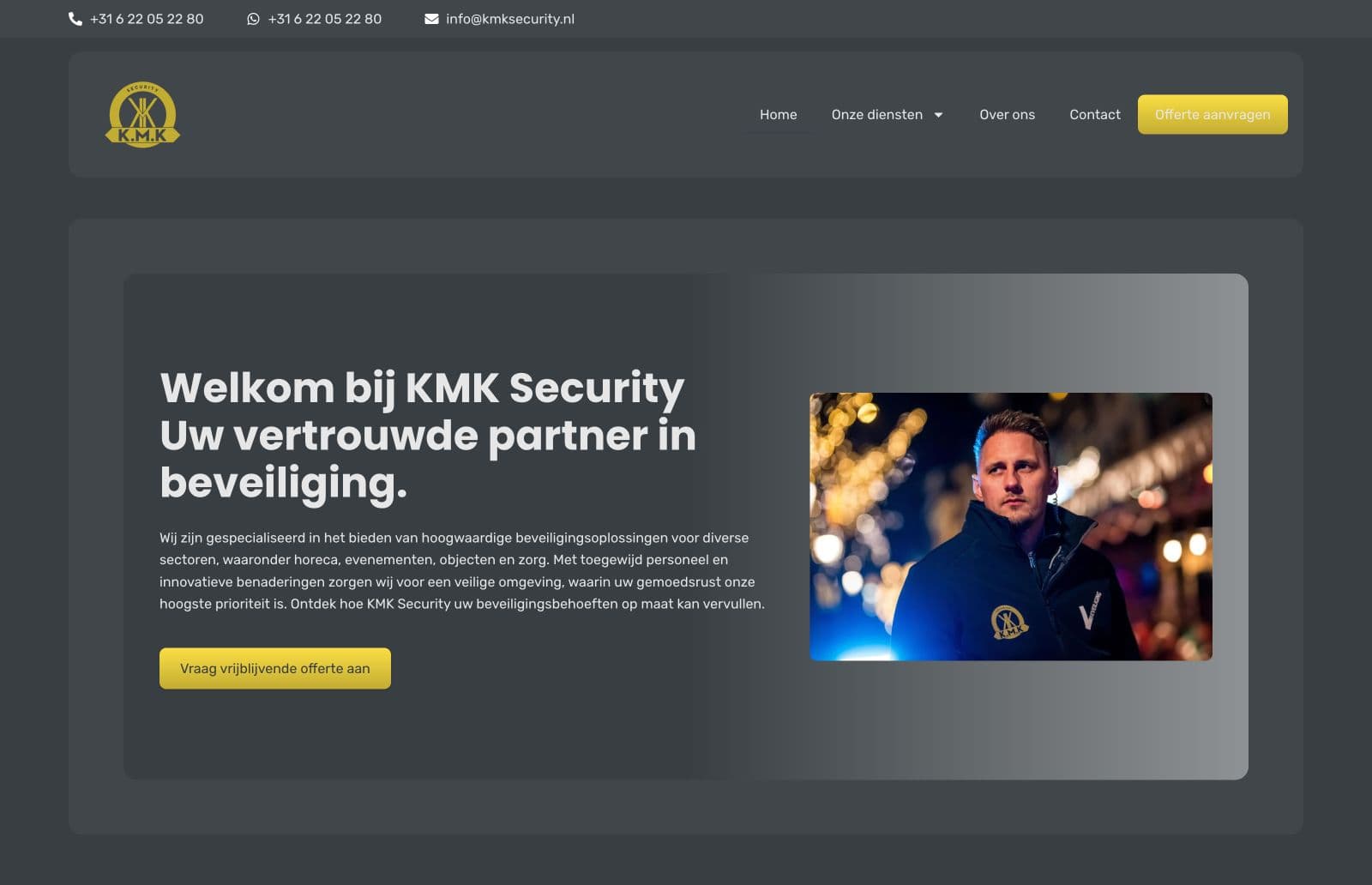 Homepage van KMK Security