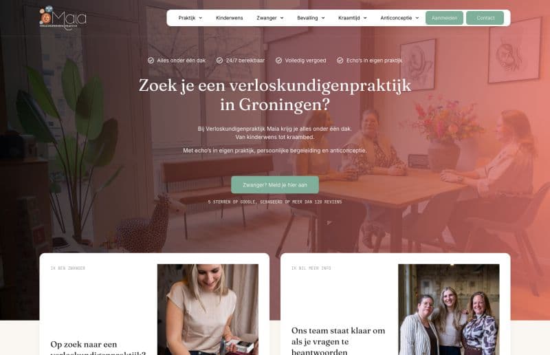 Homepage van Verloskundigenpraktijk Maia
